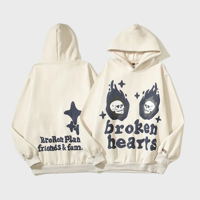 Broken Planet Broken Heart Pullover Hoodie (White)