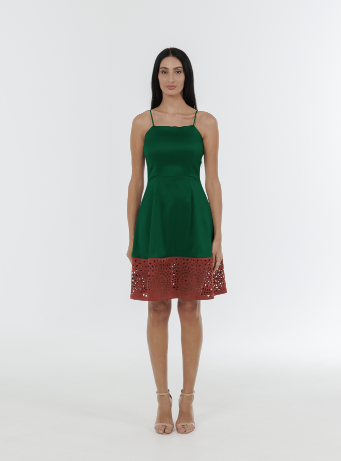 Mirage Spaghetti Strap Mini Dress With Laser Cut Detail