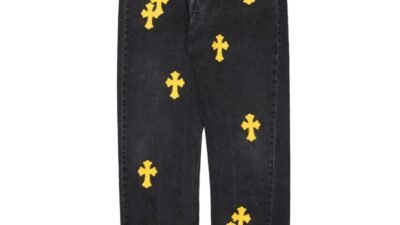 Chrome Hearts Distressed Yellow Jeans